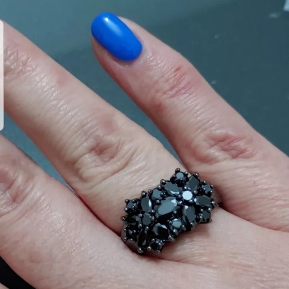 18K black gold plated oval band ring - Picture 2 of 4